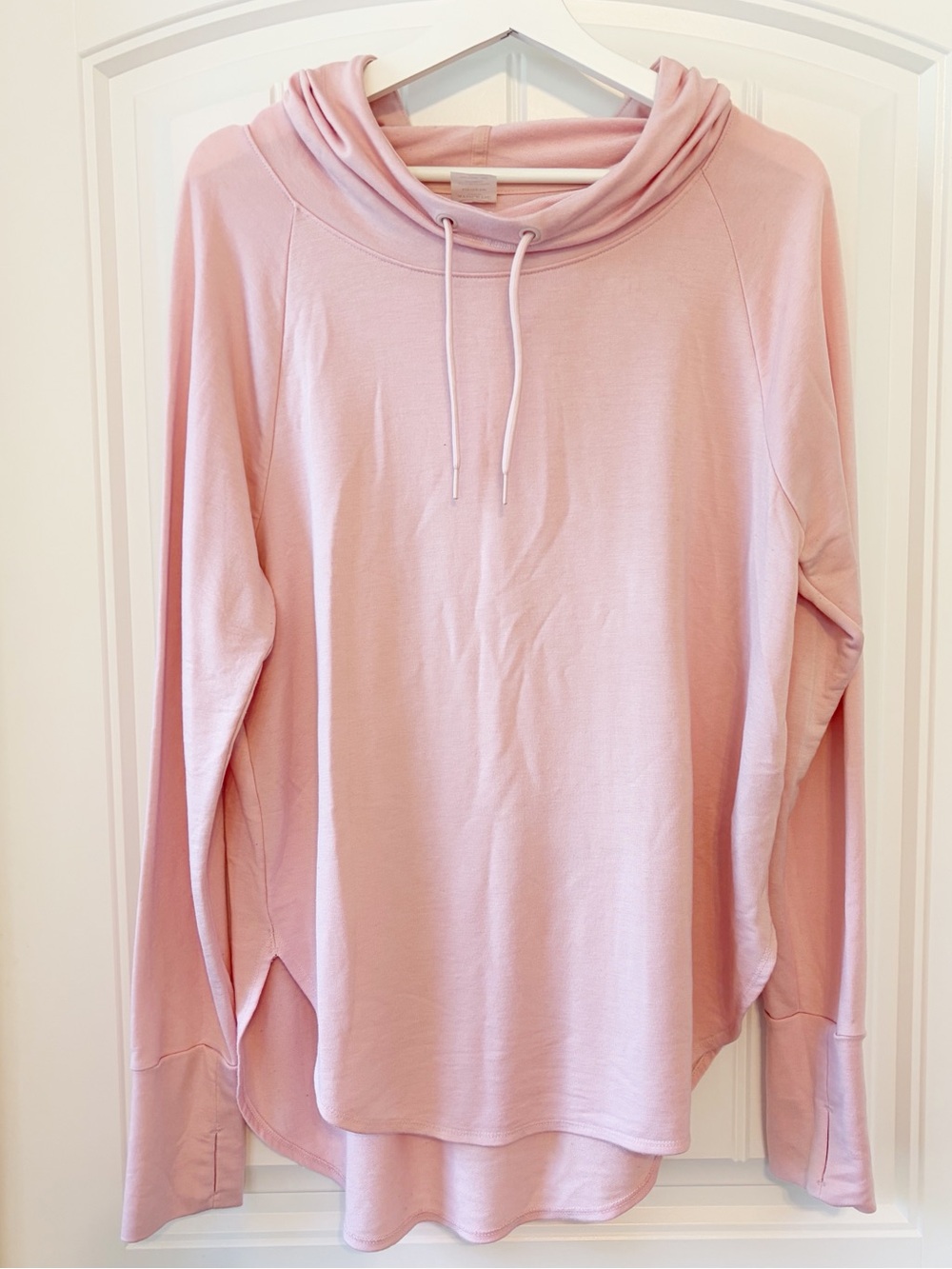 Athletic Works Mock Neck Hooded Long Sleeve Pullover, Baby Pink